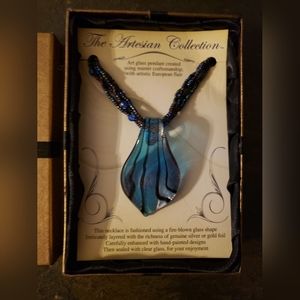 SOLD!  The Artesian Collection Hand-Fired Glass Pendant Necklace